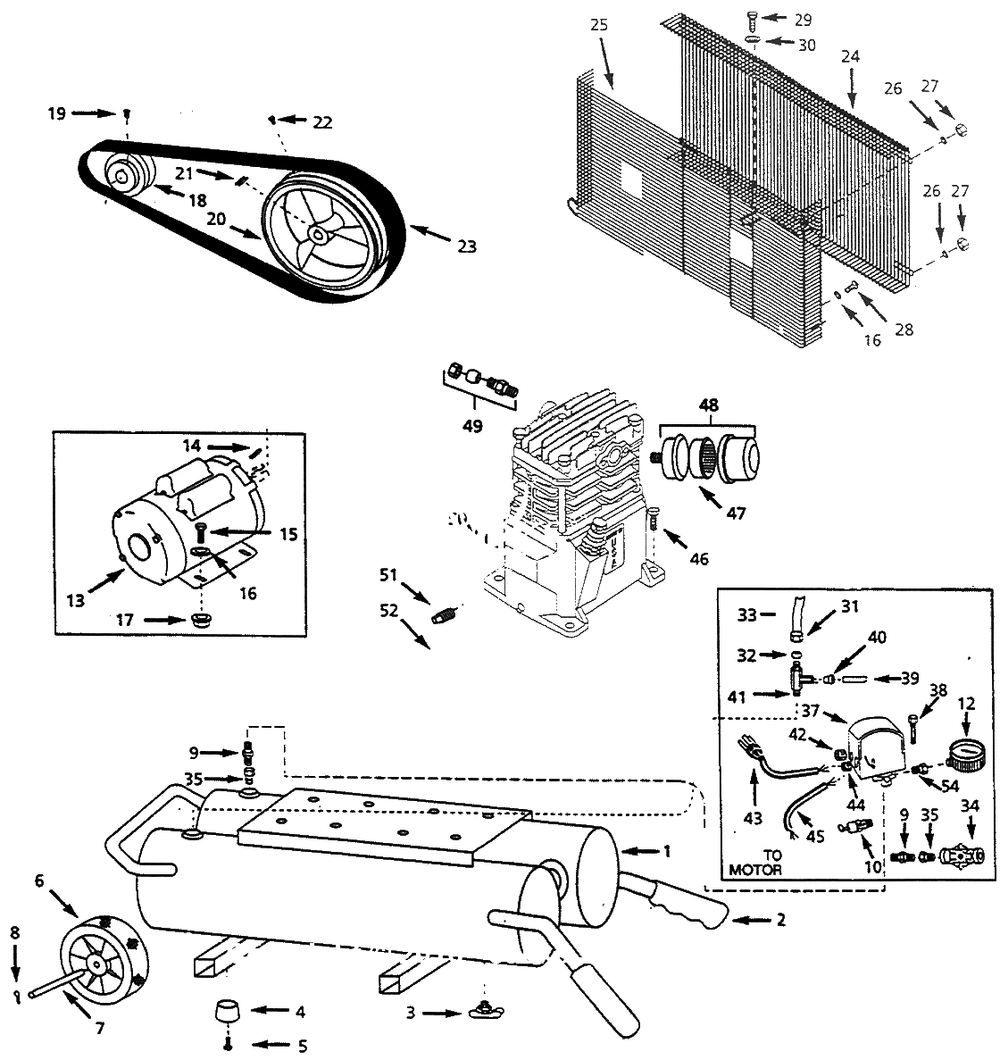 Air-Compressor Parts Diagram and Parts List for VT613199  Campbell Hausfeld Compressor